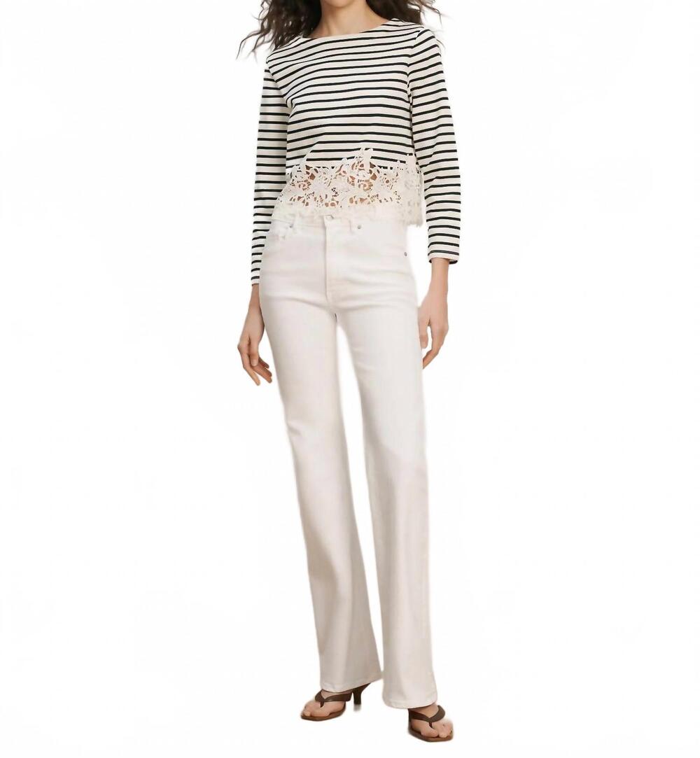 NEW VERONICA BEARD crosbie mid-rise slim wide-leg jeans in white